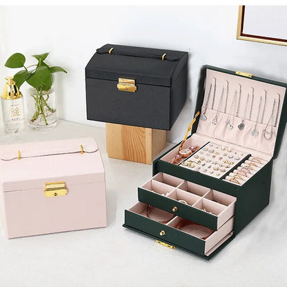 Three Layer Leather Jewelry Box