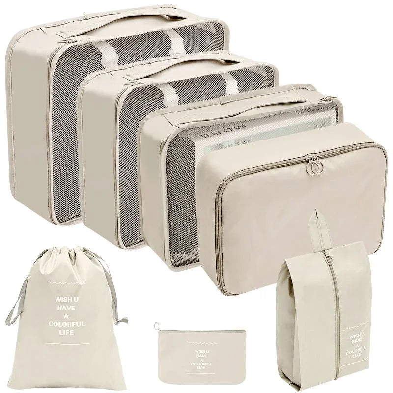 Set Travel Organizer Storage Bags Suitcase Packing Cubes