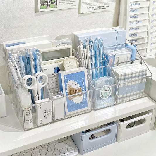 Multifunction Pen Holder Transparent Storage Box