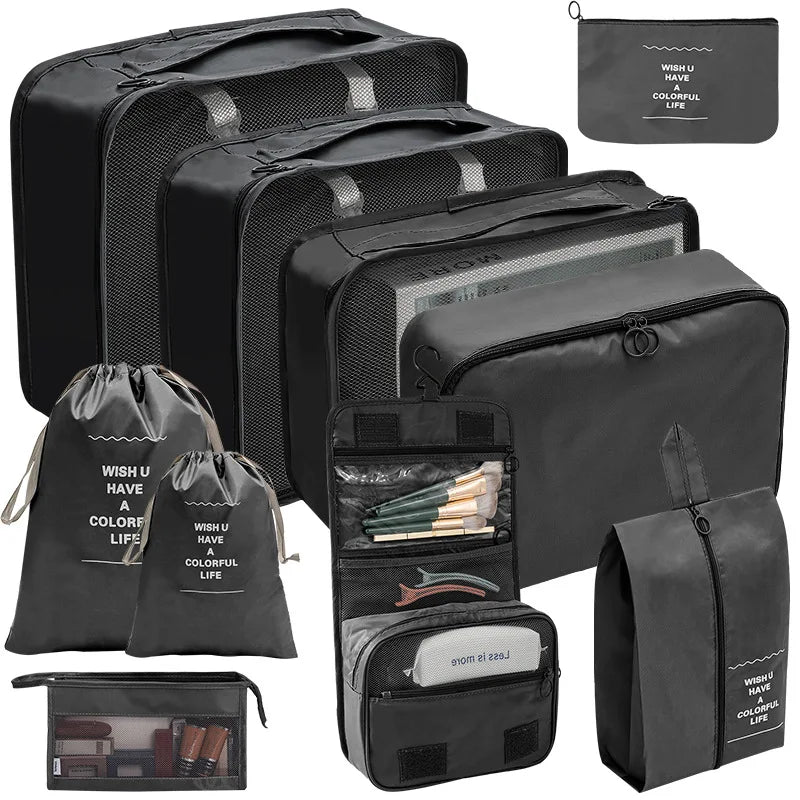 Set Travel Organizer Storage Bags Suitcase Packing Cubes