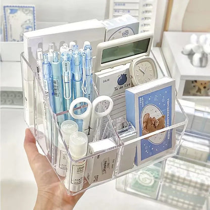 Multifunction Pen Holder Transparent Storage Box