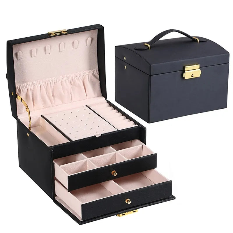 Three Layer Leather Jewelry Box