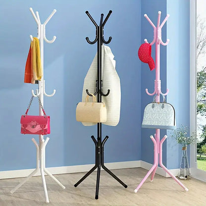 Metal Column Coat Rack Hall Tree Free-standing Storage