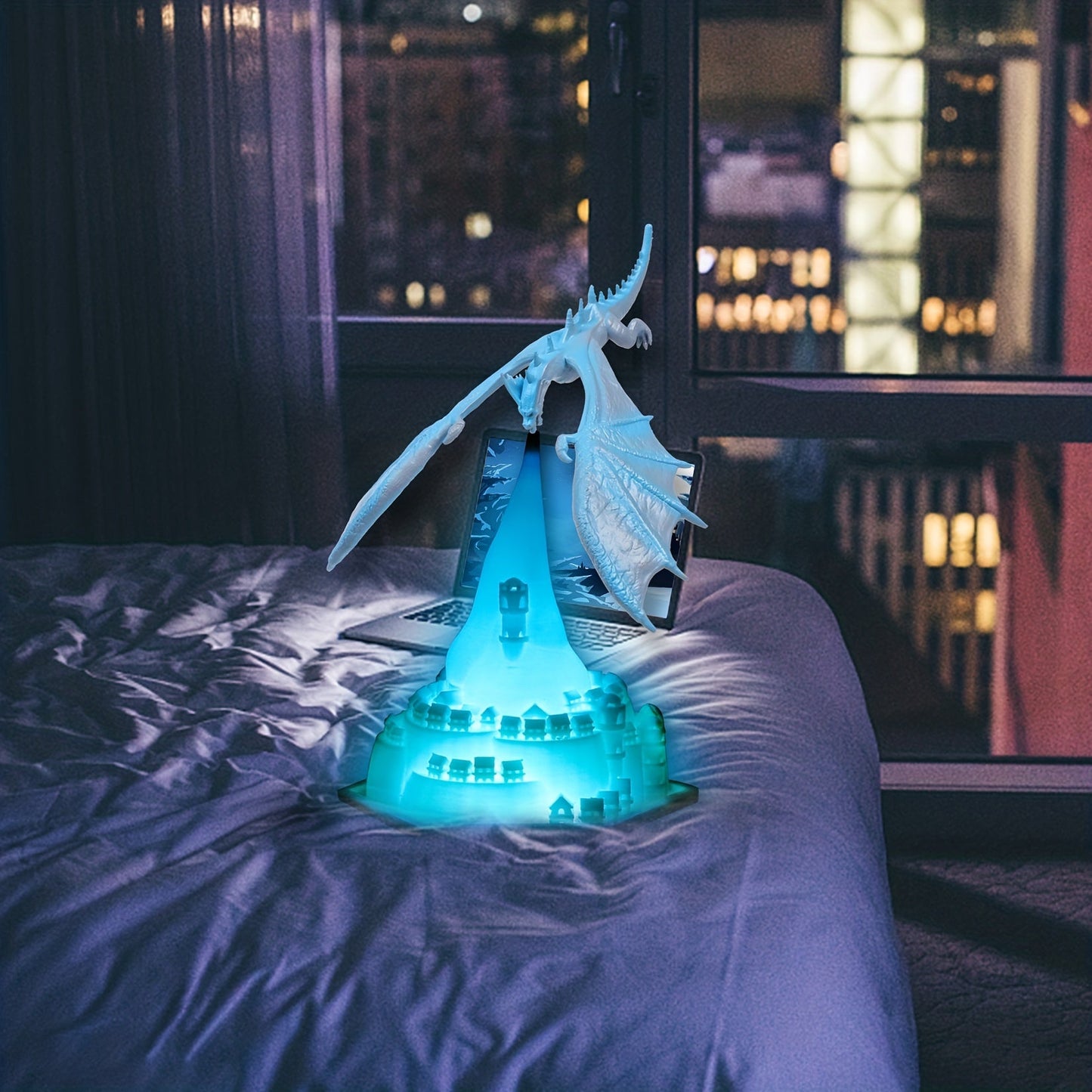 Rechargeable Anime Dragon Lamp: Bedroom Decor with Rotating Fire Spray & Ambient Night Light