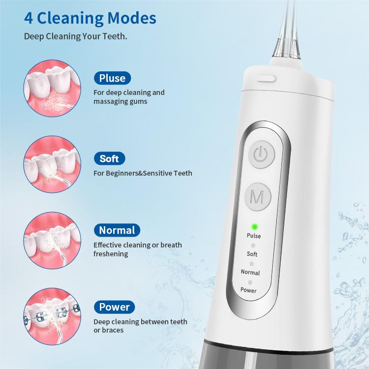 Oral Irrigator Water Flosser with 300ML Water Tank 5 Cleaning Modes 4 Replaceable Nozzles