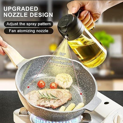 Oil Dispenser Bottle for Kitchen - 16oz / 470ml Olive Oil bottle - 2 in 1 Olive Oil Dispenser & Oil Sprayer with Brush - Oil Sprayer for Cooking, Salad, Barbecue Black